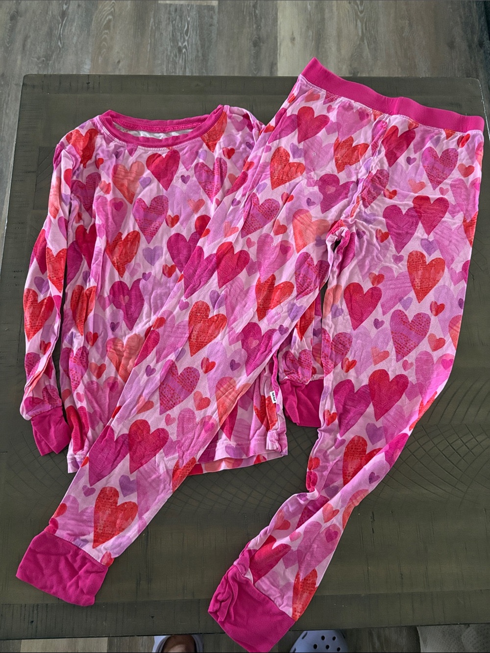 Little sleepies Girls' Pink Heart-Print Long Sleeve Pajama Set